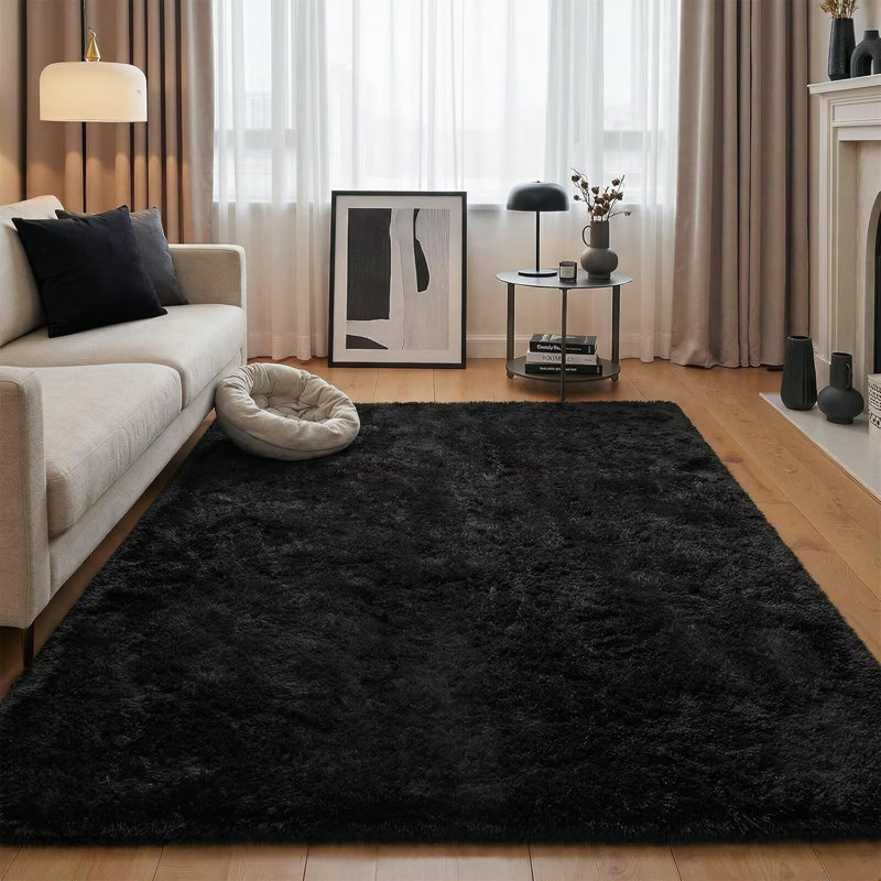 Phyllida Solid Colour Shag Area Rug, Rectangle 183 x 275 cm 