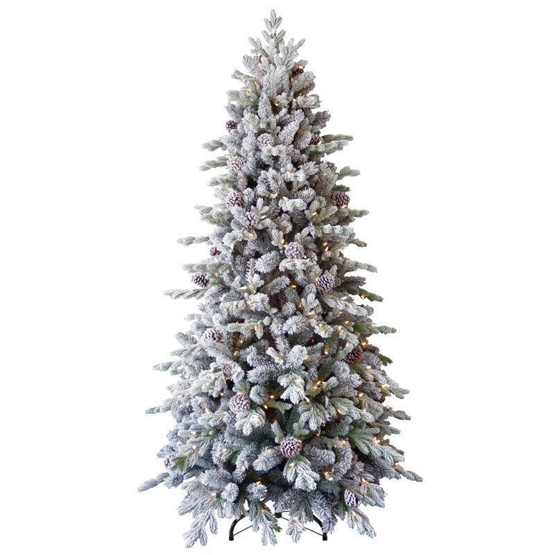 8ft Snowy Dorchester Pine Slim Tree with 550 Warm White LED