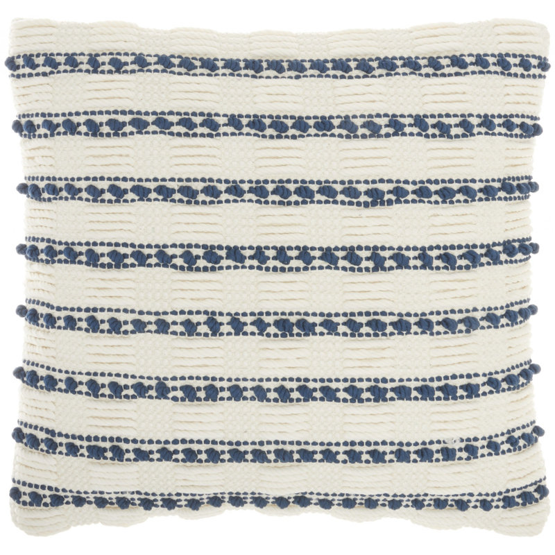 18" Textured Stripes Throw Pillow, Navy Blue