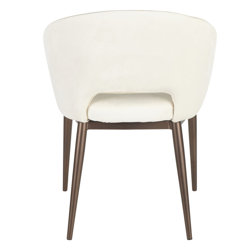 Evanoff 18.5'' H Upholstered Metal Side Chair, Cream, Copper