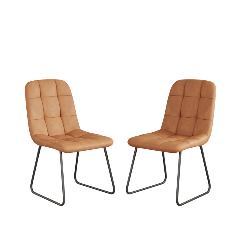 Modern Kitchen Dining Chairs, Upholstered Side Chairs (2 Chairs), Brown, 2