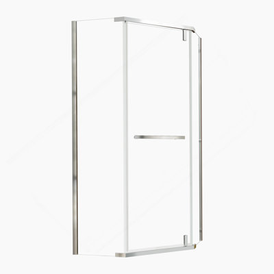 Corner Shower Enclosure 36 In. W X 72 In. H Frameless Neo-Angle Shower Enclosure, 1/4" (6Mm) Clear SGCC Tempered Glass, Pivot Shower Door In Chrome Finish,Shower Base Not Included