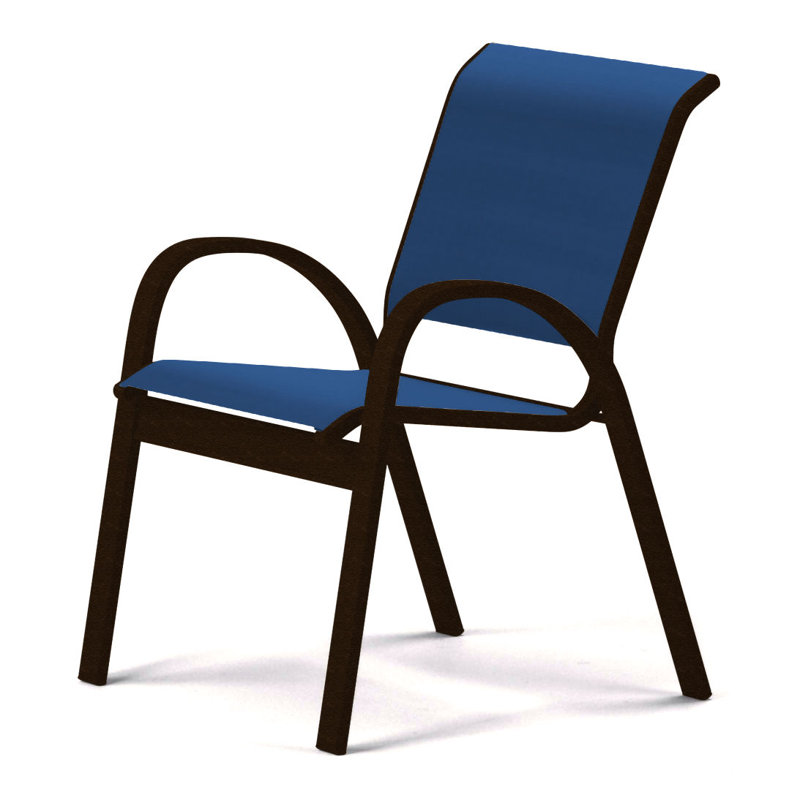 Aruba 1 Outdoor Dining Armchair, Cobalt 35D Sunbrella®, Textured Graphite