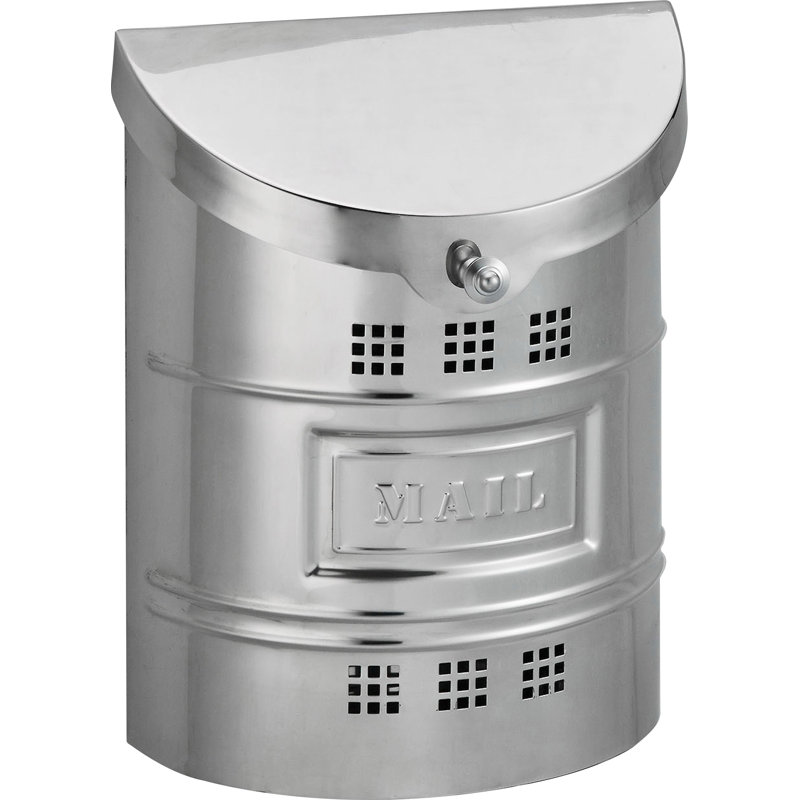 Boîte aux lettres murale en acier, Acier inoxydable satiné avec étiquette amovible, H 13 po x l 8 po x P 3,5 po