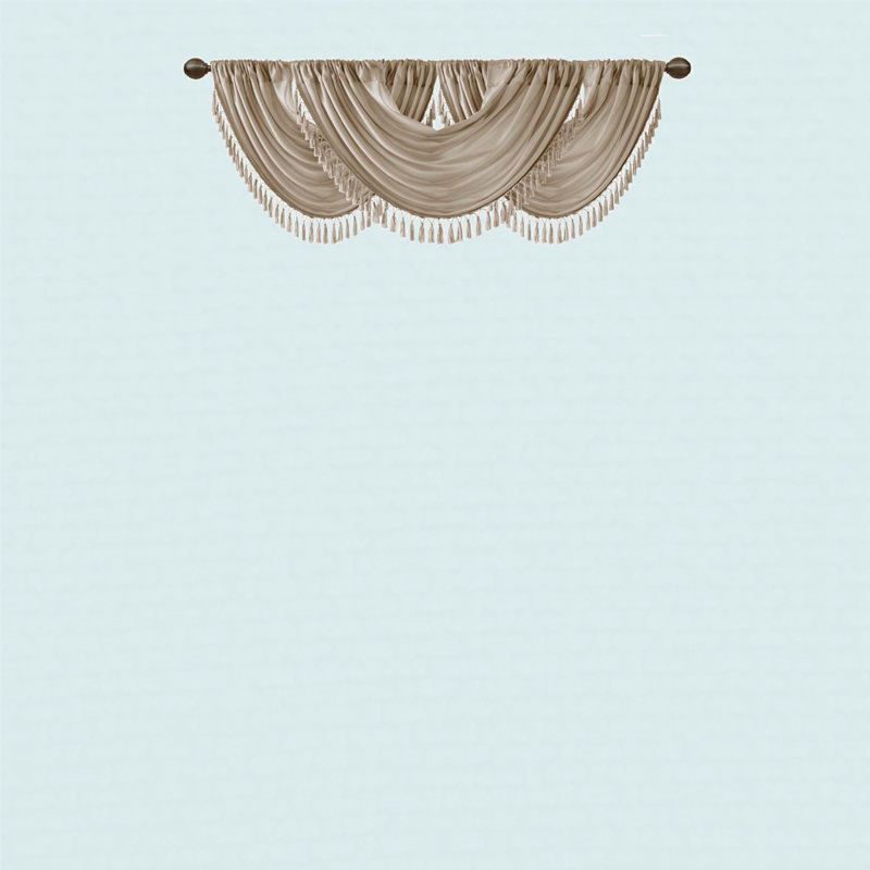 Faux Silk Waterfall Embellished Valance 38X46", Champagne