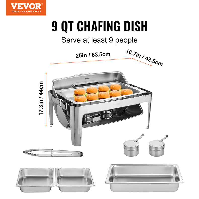 9 qt. Roll Top Chafing Dish Buffet Set
