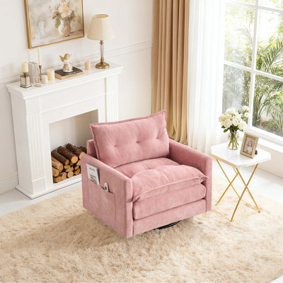 36" Chenille Upholstered Single Swivel Chair