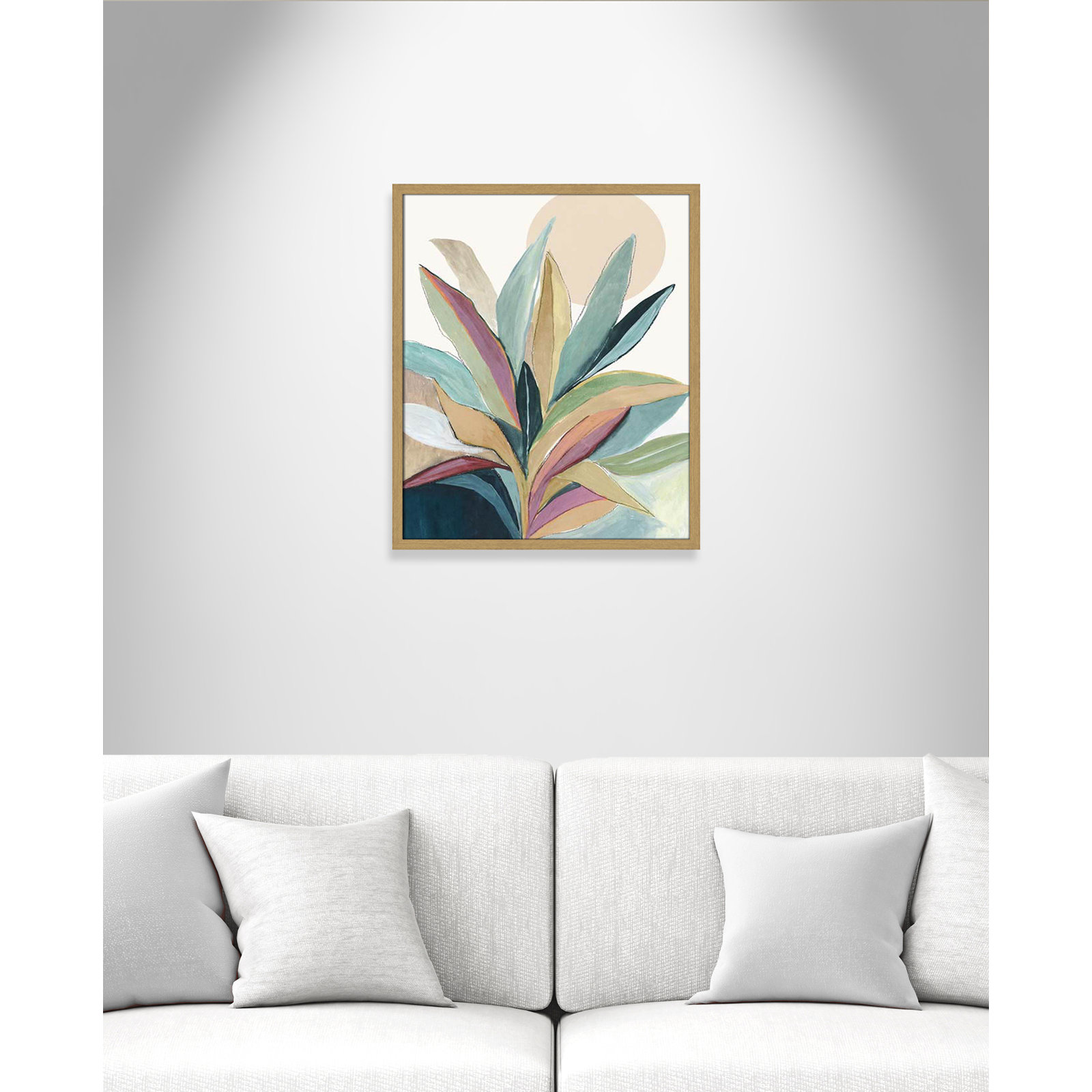 Sunny Bright Leaves I by Asia Jensen, Natural Slim Unmatted Picture Framed, 25.5" H x 21.5" W x 0.75" D