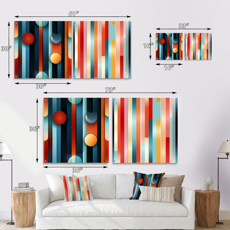 Chestertown - Ensemble de 2 peintures murales abstraites en acrylique, H 36 po x l 73 po