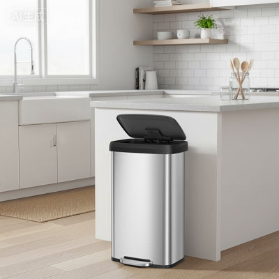 21 Gallon Stainless Steel Trash Can Step On Carbon Filter with 15 Trash Bags