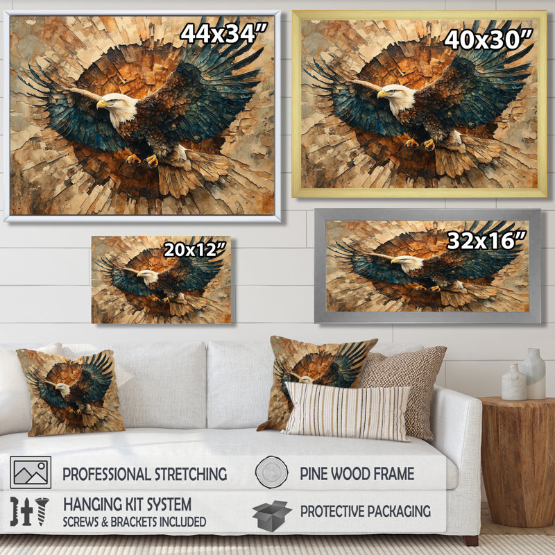 Aigle Gervin dans une forêt, échos de la liberté III - aigle, art mural, H 30 po x l 40 po, Impression encadrée flottante