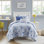 Christa Blue Floral Striped 4-Piece Twin/Twin XL Comforter Set