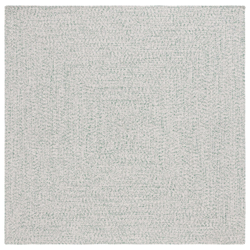 Tapis bleu foncé / ivoire tissé à la main Trombetta, Ivory/Green, Carré 5 pi