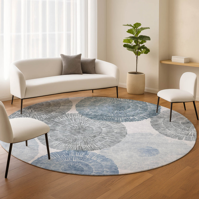Machine Washable Indoor/Outdoor Adalaide ACN2351 Abstract Rug, Round 8'