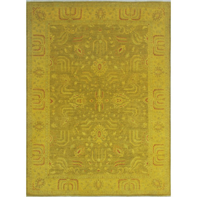 Tapis intérieur de laine noué la jaune 8 pi 10 po x 12 pi 1 po one-of-kind Collette