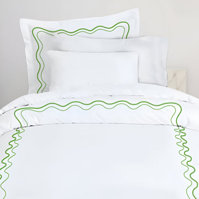 Double Wavy Embroidered Cotton Duvet Cover Set