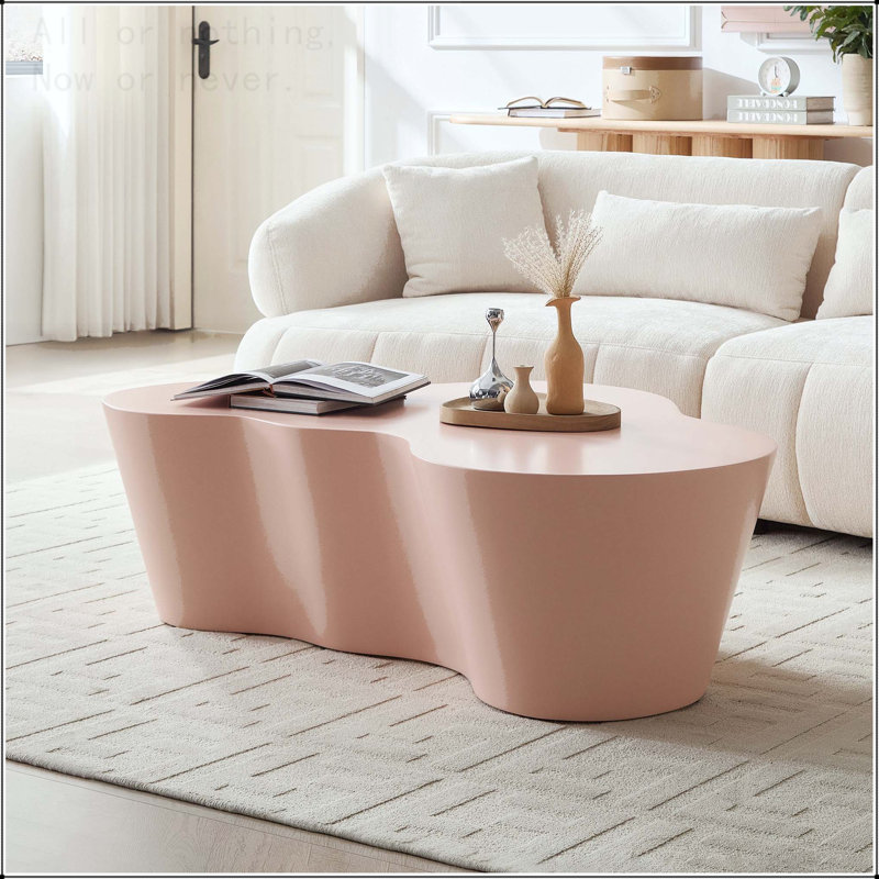 Table basse de 50 pouces en fibre de verre de forme unique - aucun assemblage requis, Rose