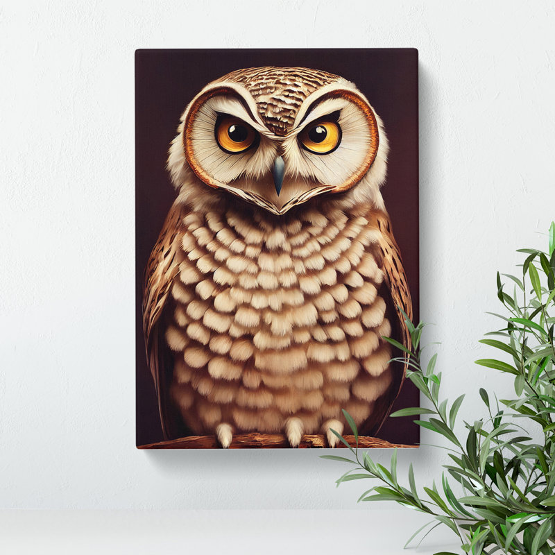 Owl Portrait No.3 - Wrapped Canvas, 60cm H x 40cm W x 3cm D