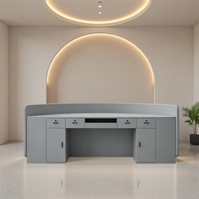 Bureau de réception commercial en forme de U moderne pour la réception, l'espace de réception et le hall d'entrée
