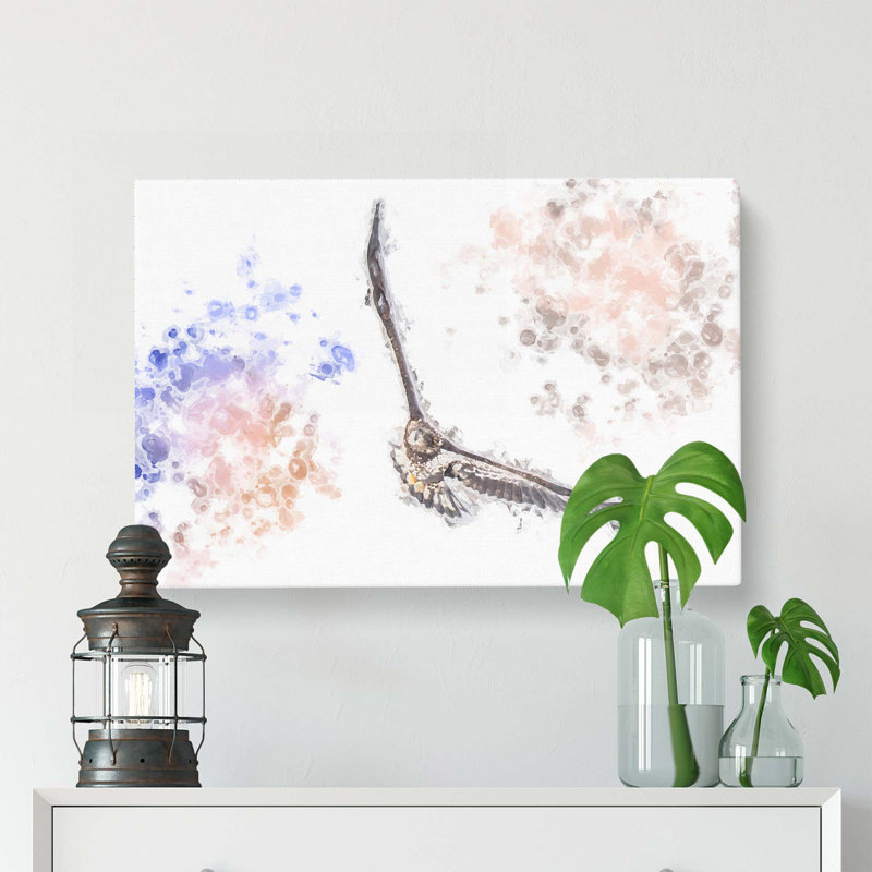 Flying Golden Eagle in Abstract - Wrapped Canvas, 35cm H x 50cm W x 3cm D