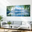 Ensemble de 3 toiles murales « Reflet d'un lac de montagne avec des saules »-779450756