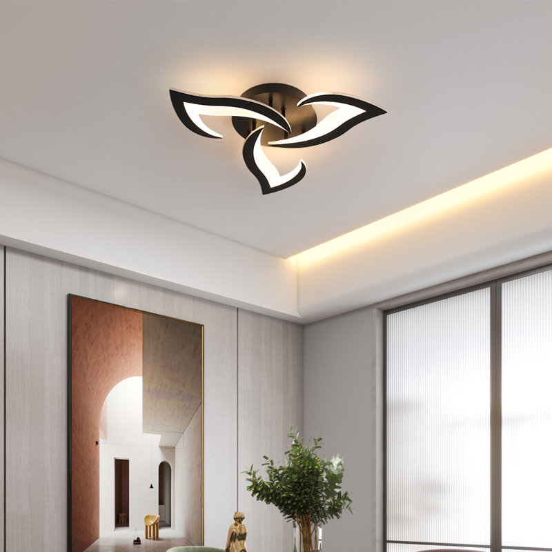 Brianie 33W 3-Head Led Flush Mount Ceiling Light, Black, Warm Light 3000K