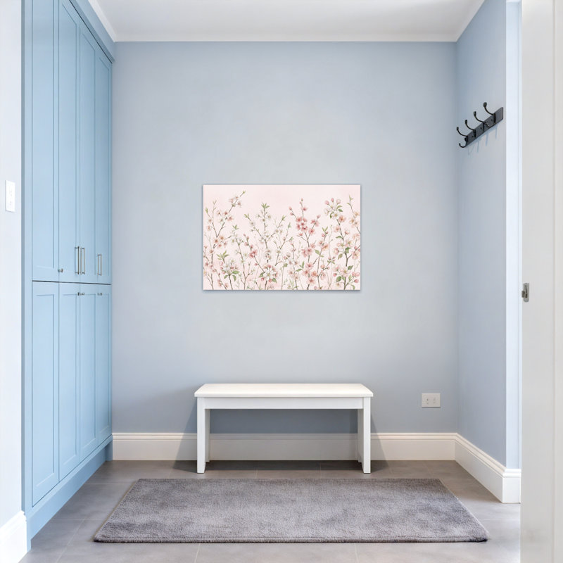 Plantes et fleurs, impression de fleurs roses, H 12 po x l 18 po
