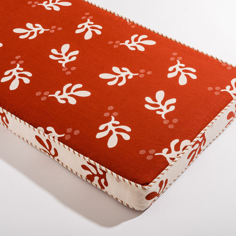 Sun Lounger Slip Cover, 1" H x 26.3" W x 74.8" D, Red/White Floral Acrylic