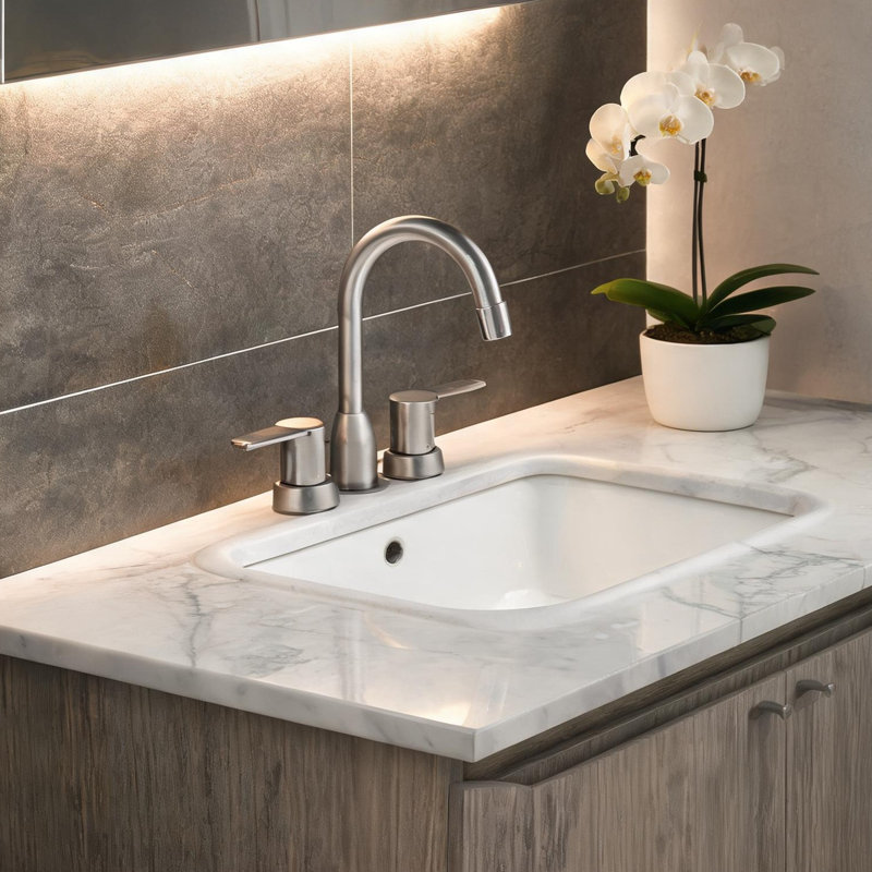 Robinet de salle de bain en laiton nickel brossé 27 x 24,5 x 6,6 po