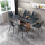 Ensemble de table de salle à manger moderne en noyer avec design extensible et rangement