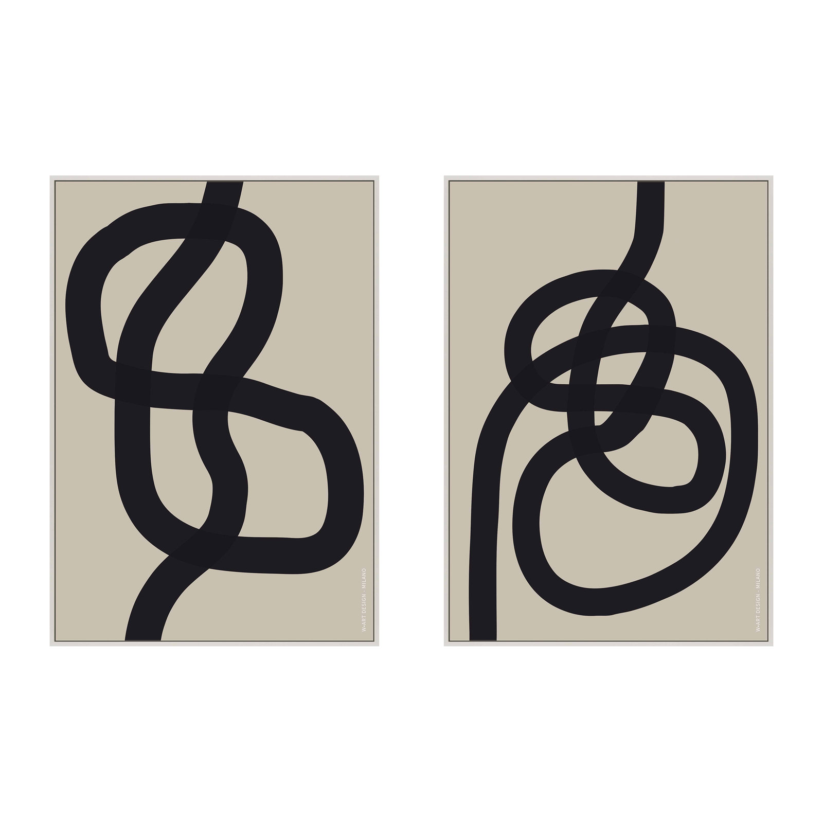 Bombay "Intertwined" 2-Piece Print Set, White Framed Canvas, 10" H x 14" W x 1.25" D