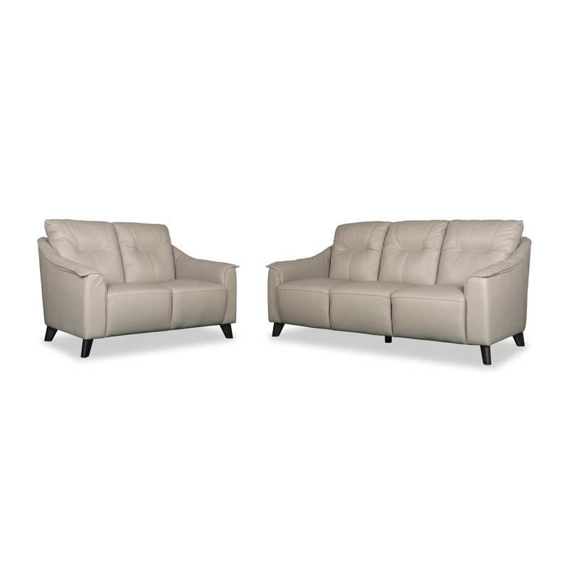 Naples Genuine Leather Sofa, Cream, 3