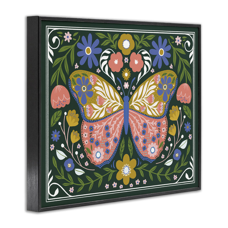Art floral giclée sur fond blanc à motif floral, design par Loni Harris, H 11 po x l 14 po, Giclée encadrée noir minuit
