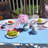 6 Round Placemats Romance is Dead Blue/Pink
