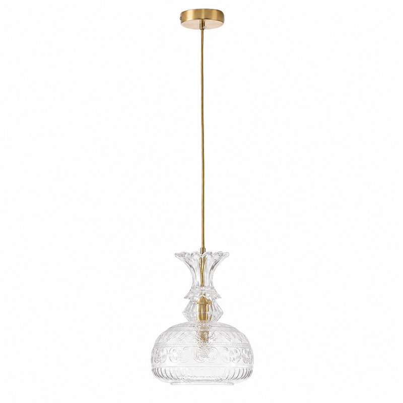 Vintage Clear Glass Pendant Light, 9" Wide, Adjustable Hanging Height, Industrial Farmhouse Style UL Listed, Clear