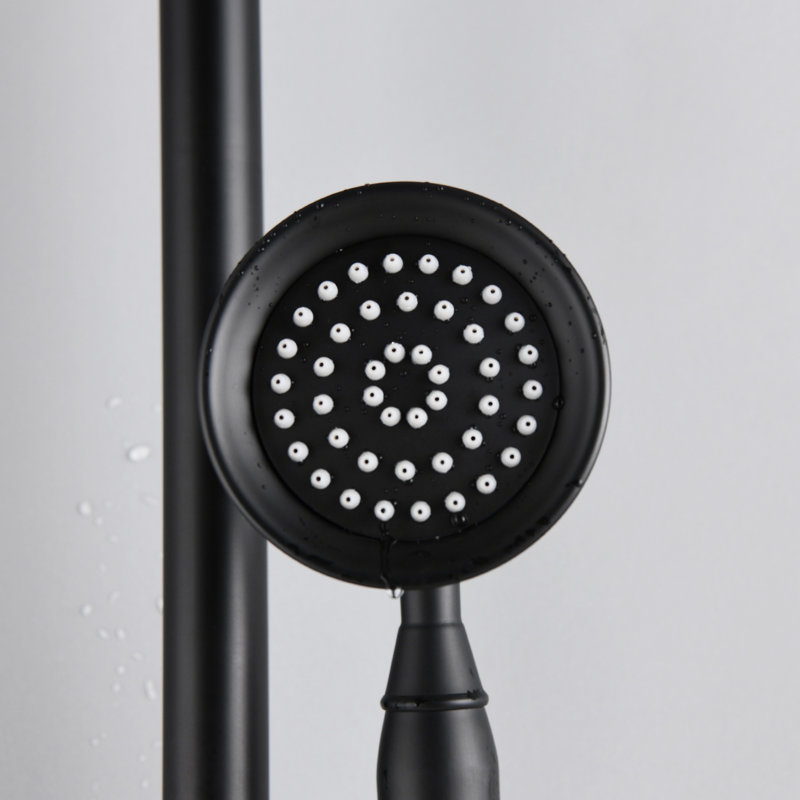 Wall Mounted Shower System With 8" Rainfall And Handheld, Matte Black Chic Handheld In Construction, Matte Black