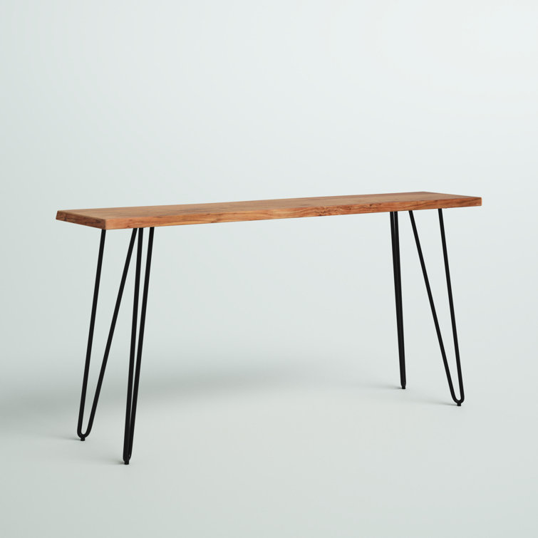Blondeau Acacia Solid Wood Top Metal Base Dining Table