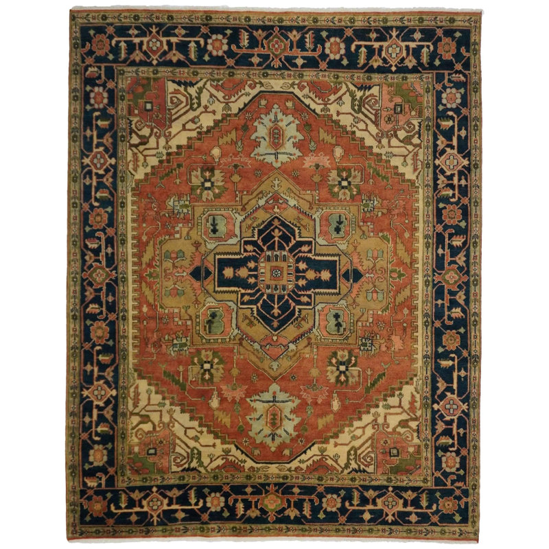 9'X12' Hand Woven Cotton and Wool Oriental Area Rug