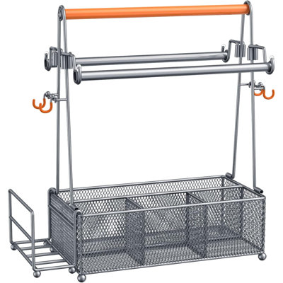Porte-ustensiles, porte-ustensiles pour condiments, porte-ustensiles pour la fête, porte-ustensiles de pique-nique avec poignée et porte-rouleau de papier essuie-tout, porte-ustensiles de camping, argent