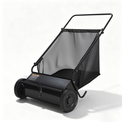 26 Inch Heavy‑Duty Walk‑Behind Push Lawn Sweeper, 4 Spinning Brushes, 7 Cu. Ft. Hopper Bag for Yard, Patio, Driveway & Garden Cleanup