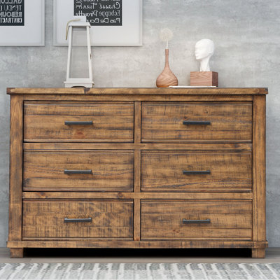 Commode double en bois massif à 6 tiroirs Ermalinda