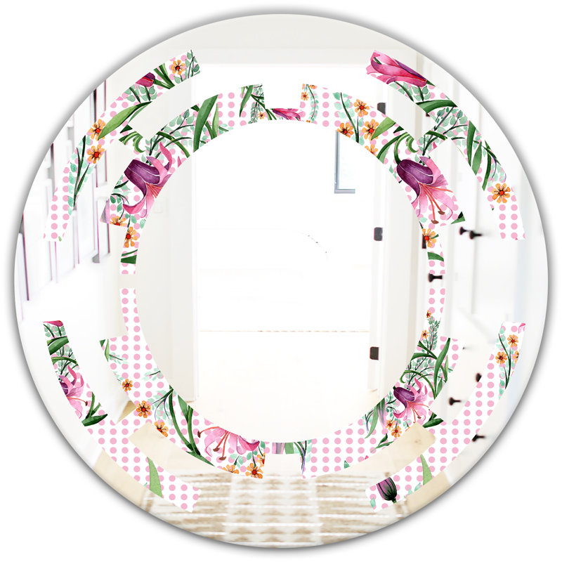 Miroir mural à motif géométrique et à motif patchwork, H 23,6 po x l 23,6 po, Space Floral Botanical X