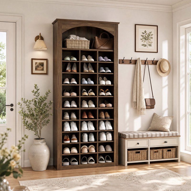 Rangement pour chaussures 71 pouces, grande armoire à chaussures de 71 cubes avec présentoir arqué