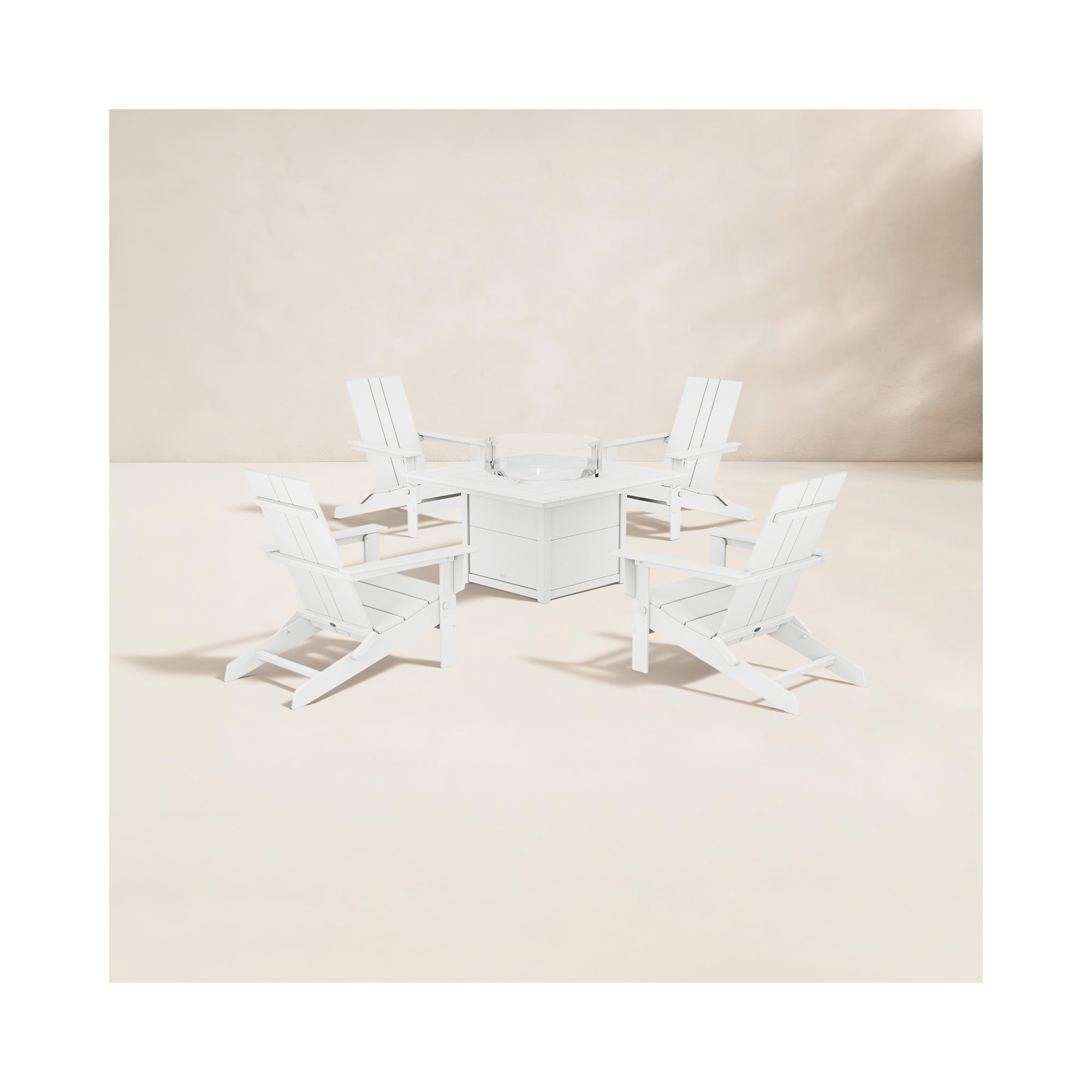 Foldable Outdoor Adirondack Chair With Table, White