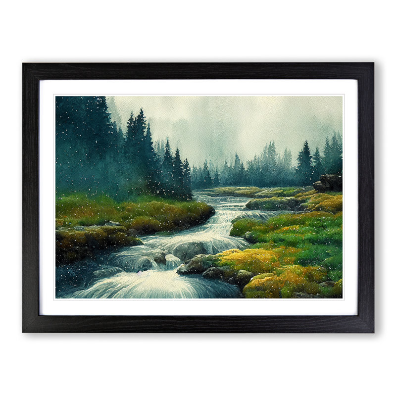 Forest Steam Vol.2 - Framed Print, 46cm H x 64cm W x 2cm D, Black Framed