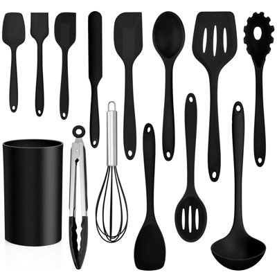 Generic 14 Pcs Silicone Cooking Utensil Set, Kitchen Utensils Set, Black