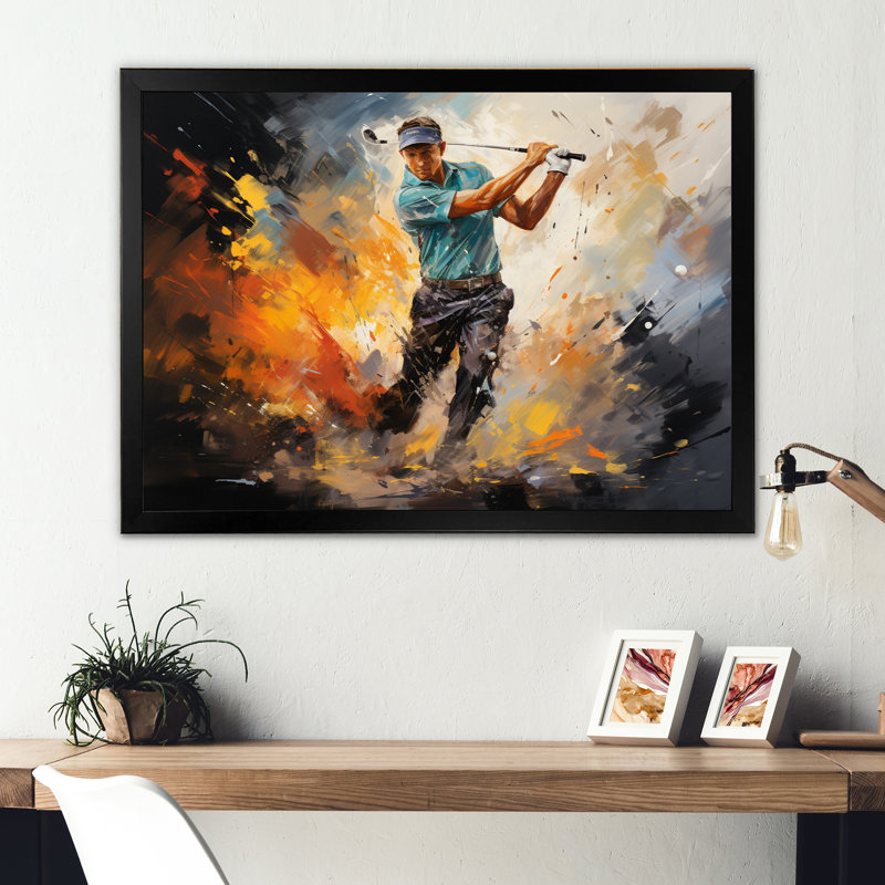 Golf Dynamic Drives II - Sports Wall Art Living Room, H 16 po x l 32 po x P 1 po, Cadre photo noir