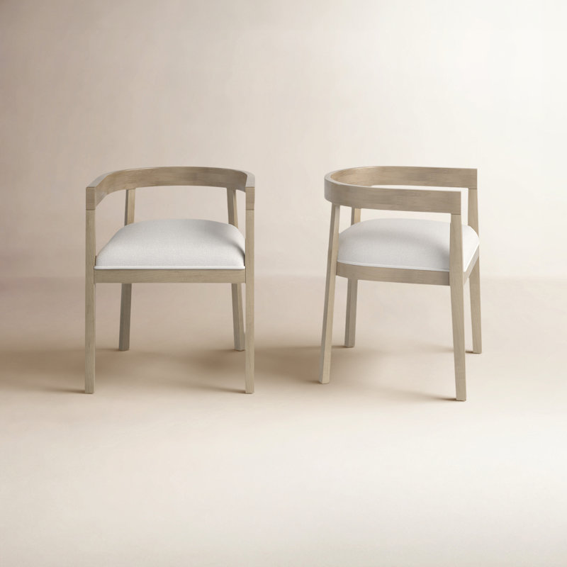 Daney Peony Fabric and Rubberwood Dining Chairs, Light Ash, Beige Polyester Blend