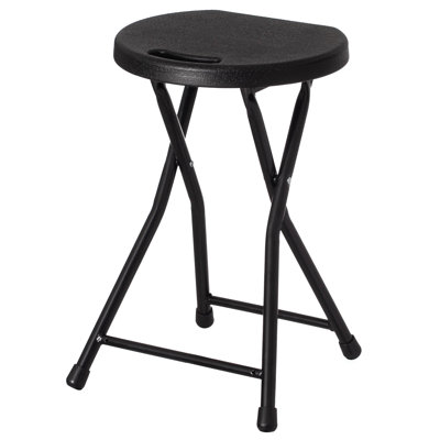 18-inch Portable Folding Stool With Handle Compact Chair With Non-slip Feet And Metal Frame Legs For Indoor & Outdoor Use Ideal For Dorm Kitchen Vanity Game Room Garden Porch & Home Bar