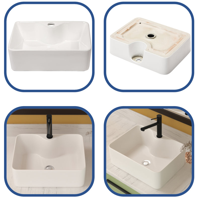 MONSFEST 12'' Ceramic Rectangular Bathroom Sink